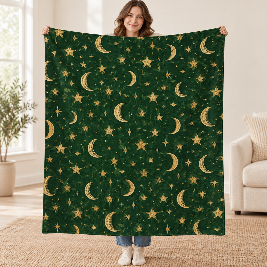 Golden Winter Sky blanket, held open