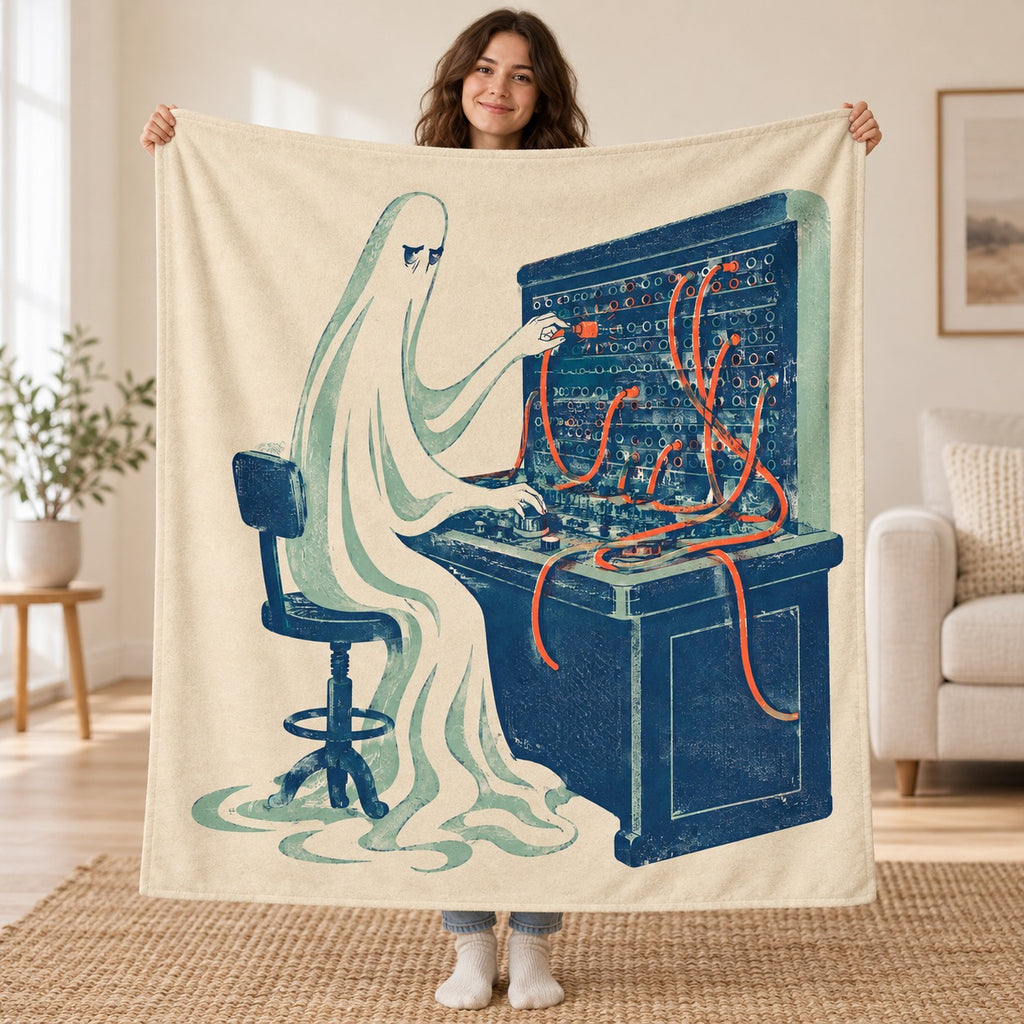 The Midnight Switchboard blanket, held open