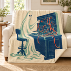 The Midnight Switchboard blanket, on a sofa