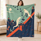The Rooftop Chimney Sweep blanket, held open