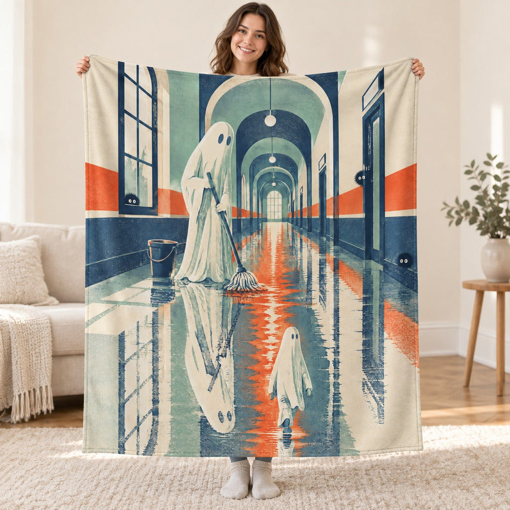 The Night Watch Janitor blanket, held open