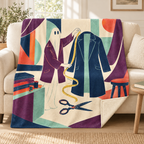 The Invisible Tailor blanket, on a sofa