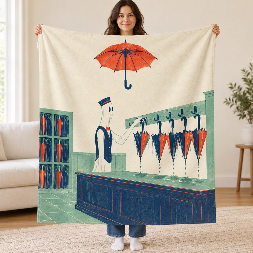 The Lost Umbrella Office blanket, held open