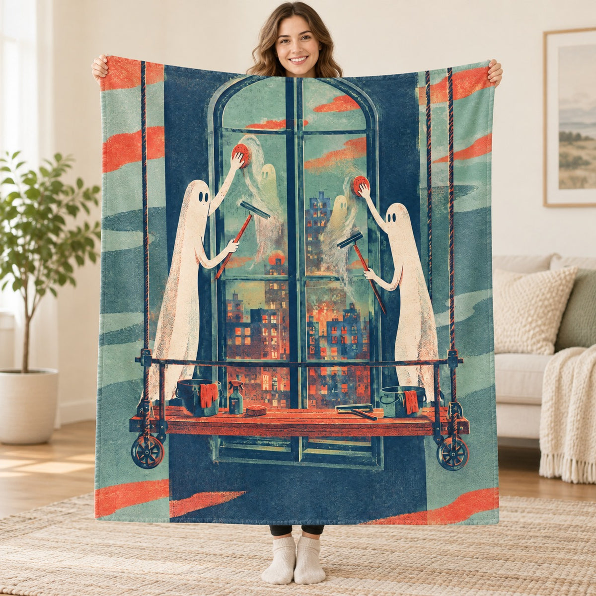 The Moonlight Window Cleaner blanket, held open
