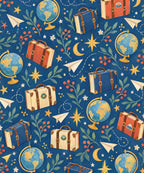 Around the World in Books blanket, full design