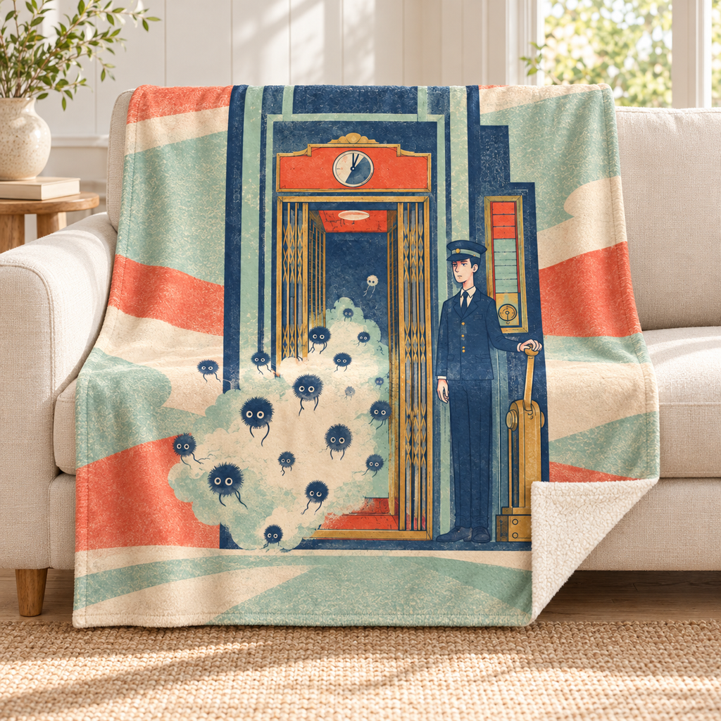 The After Hours Lift Operator blanket, on a sofa