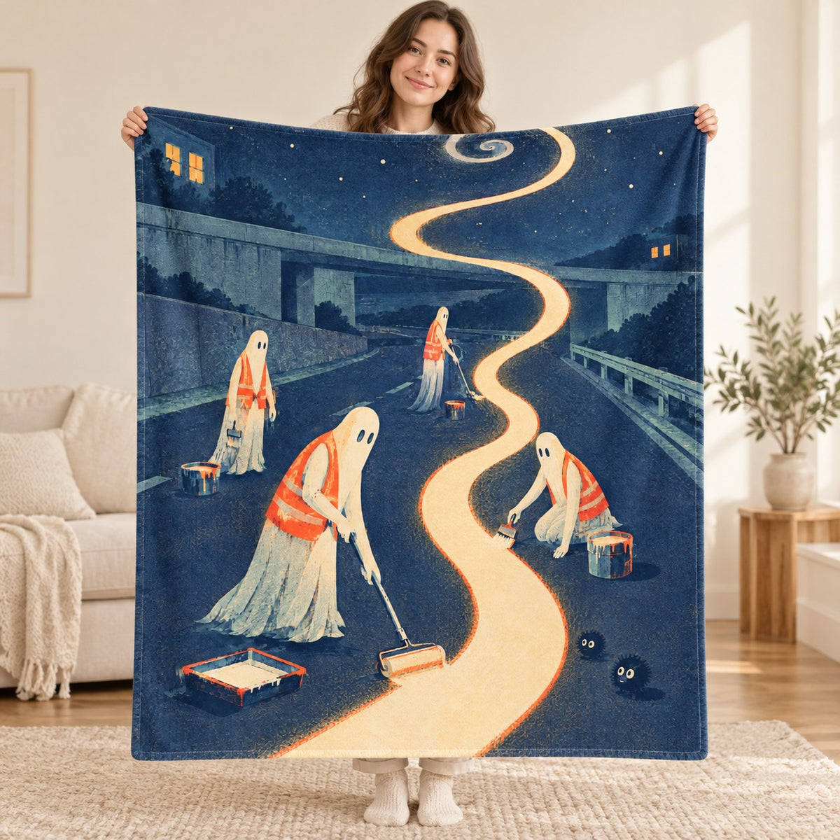 The Phantom Road Crew blanket, held open