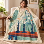 The Candle Inspector blanket, wrapped around a reader