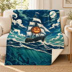 The Lantern Ship blanket, on a sofa