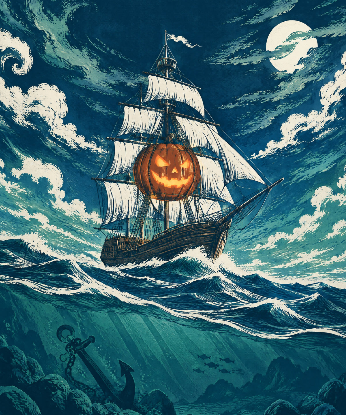 The Lantern Ship blanket, full design
