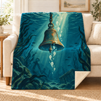 The Bell Below blanket, on a sofa