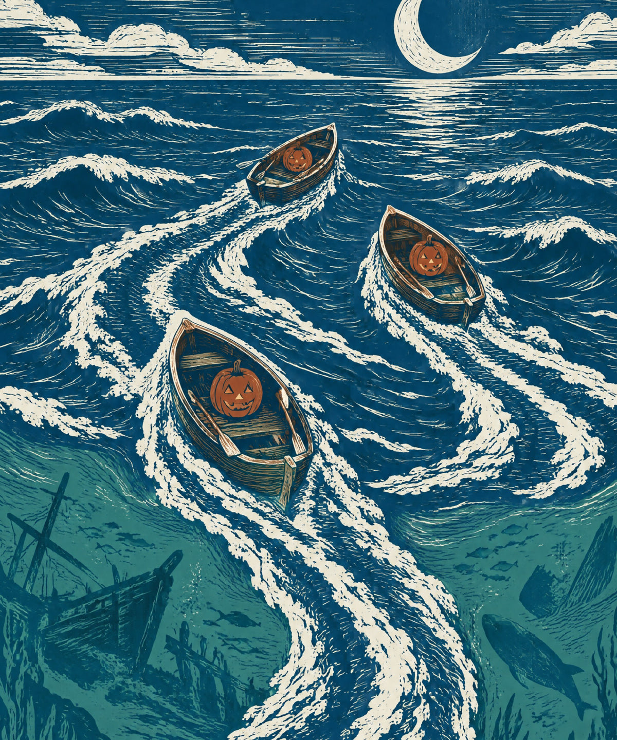 The Tide of Empty Boats blanket, full design