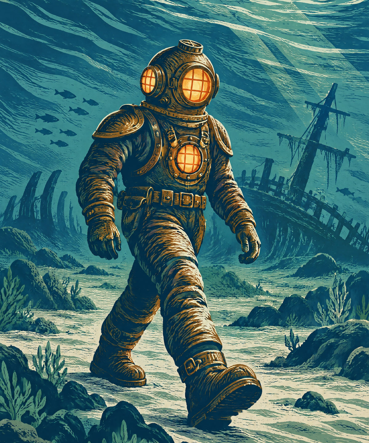 The Ghost Diver blanket, full design