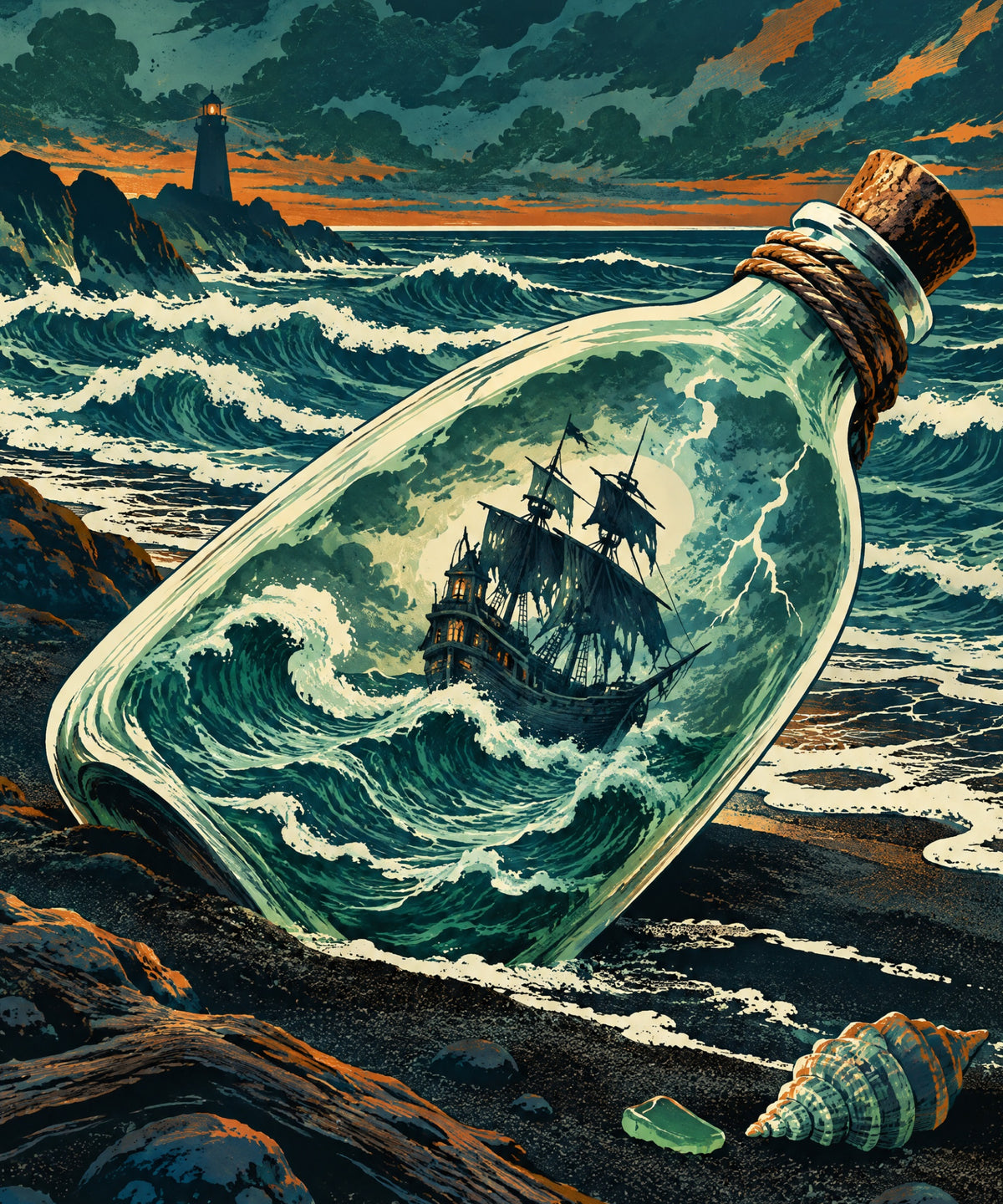 The Ship in the Bottle blanket, full design