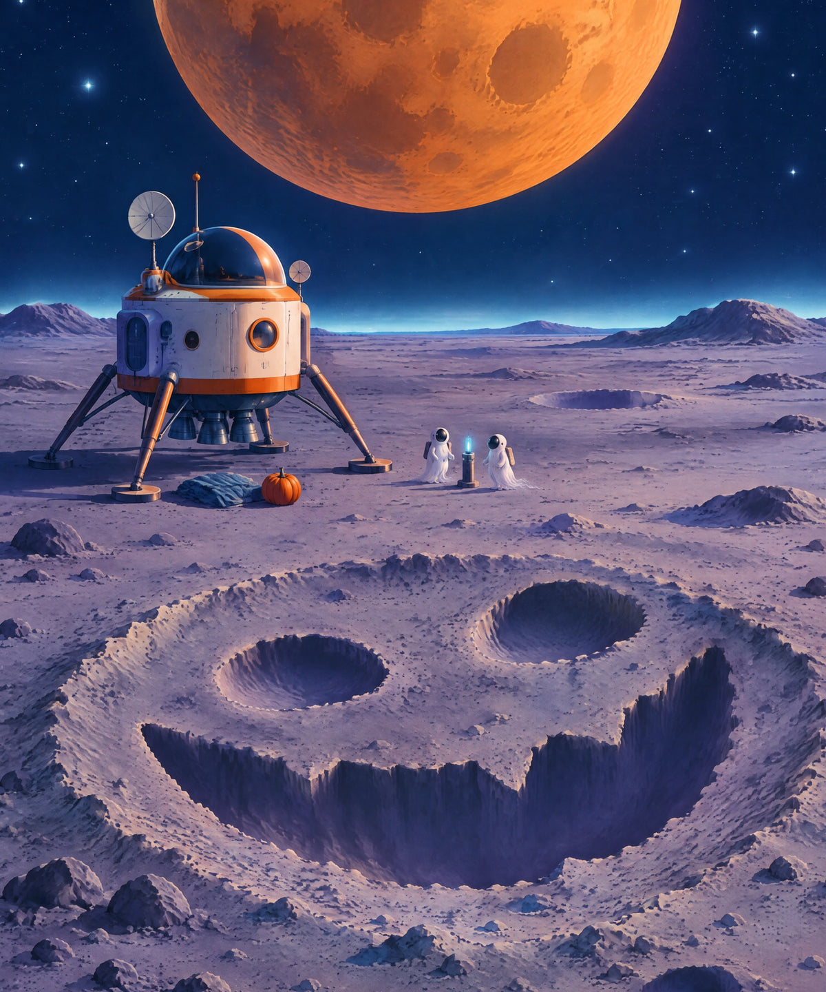 The Pumpkin Moon Landing blanket, full design