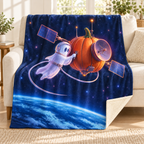 The Spectral Spacewalk blanket, on a sofa