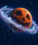The Ringed Halloween Planet blanket, full design