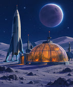 The Abandoned Moon Base blanket, full design