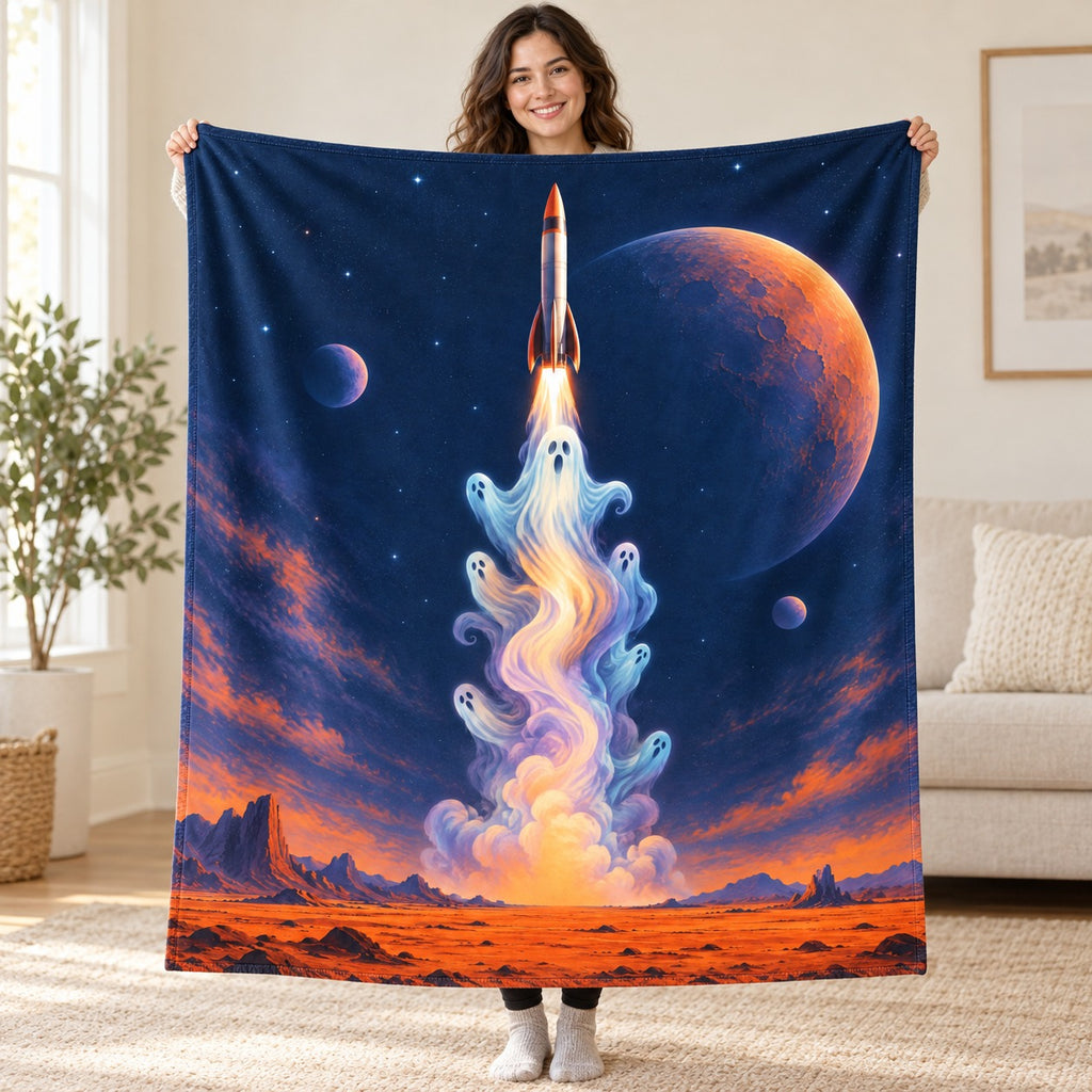 The Ghost Rocket Launch blanket, held open