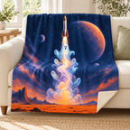 The Ghost Rocket Launch blanket, on a sofa