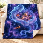 The Sleeping Space Giant blanket, on a sofa
