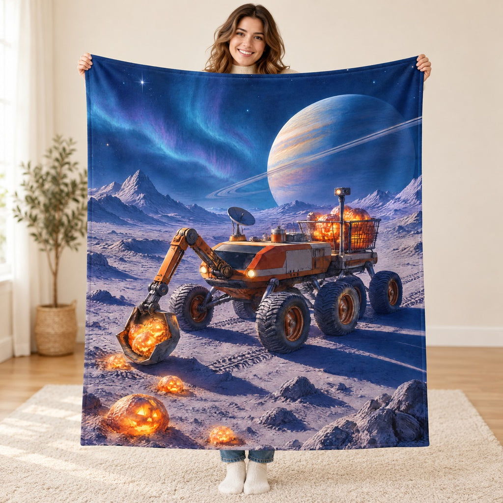 The Halloween Rover blanket, held open