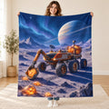 The Halloween Rover blanket, held open