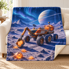 The Halloween Rover blanket, on a sofa