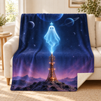 The Last Beacon blanket, on a sofa