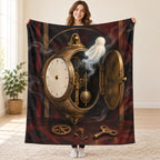 The Midnight Cuckoo Clock blanket, held open