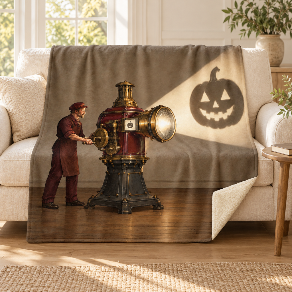 The Shadow Projector blanket, on a sofa