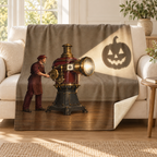 The Shadow Projector blanket, on a sofa