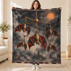 The Brass Bat Mobile blanket, held open