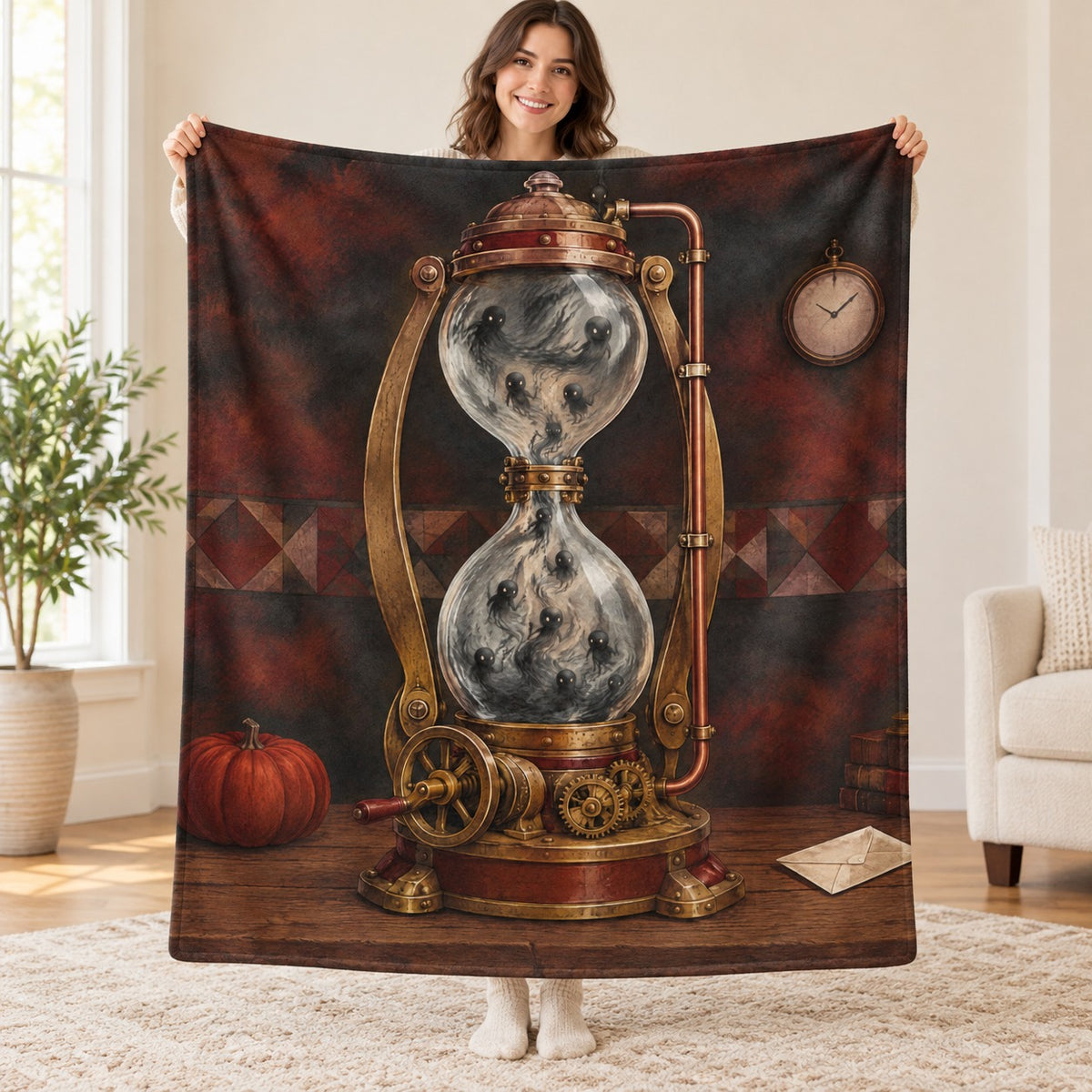 The Hourglass Engine blanket, held open