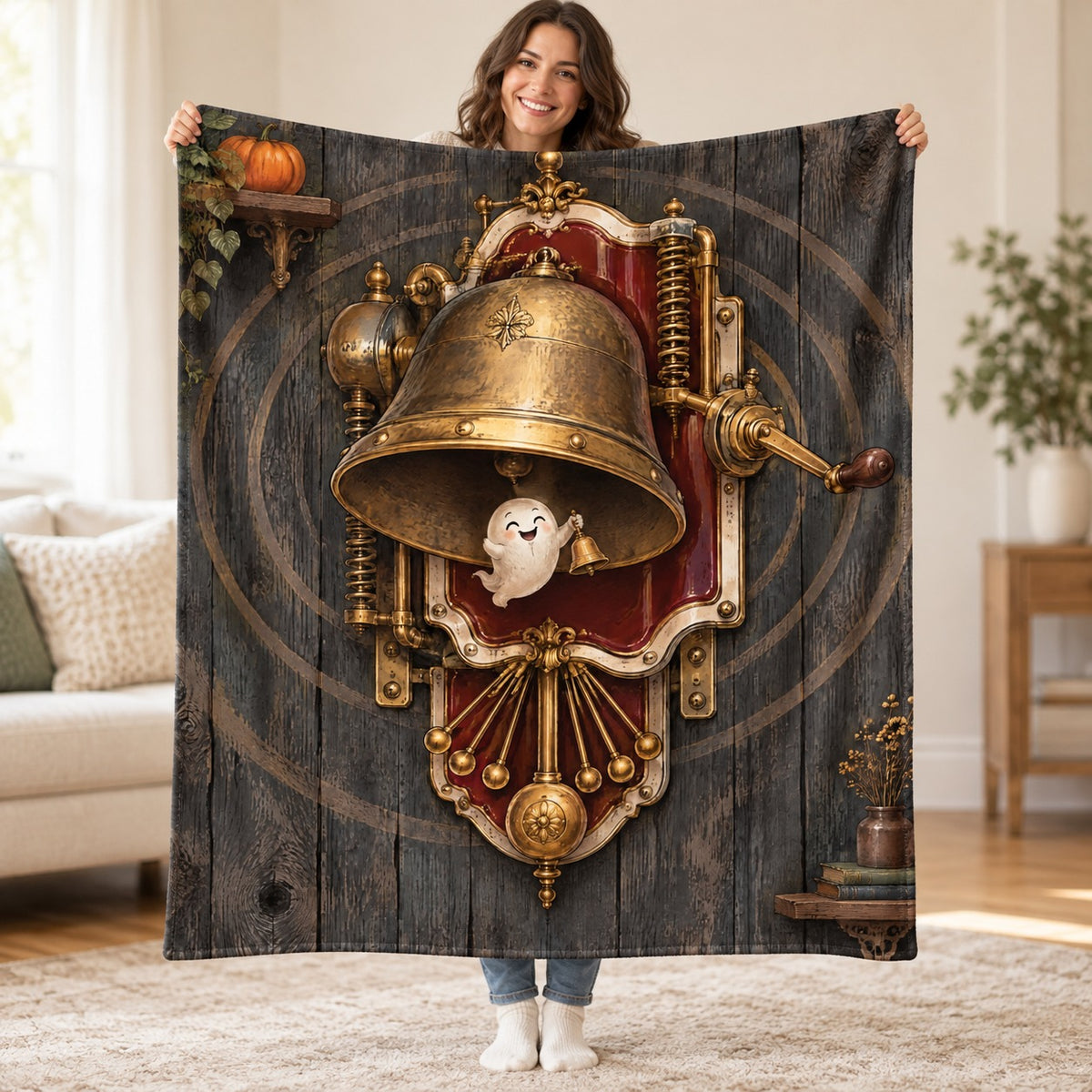 The Doorbell That Answers blanket, held open