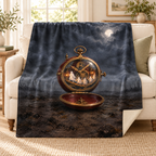 The Midnight Pocket Watch blanket, on a sofa