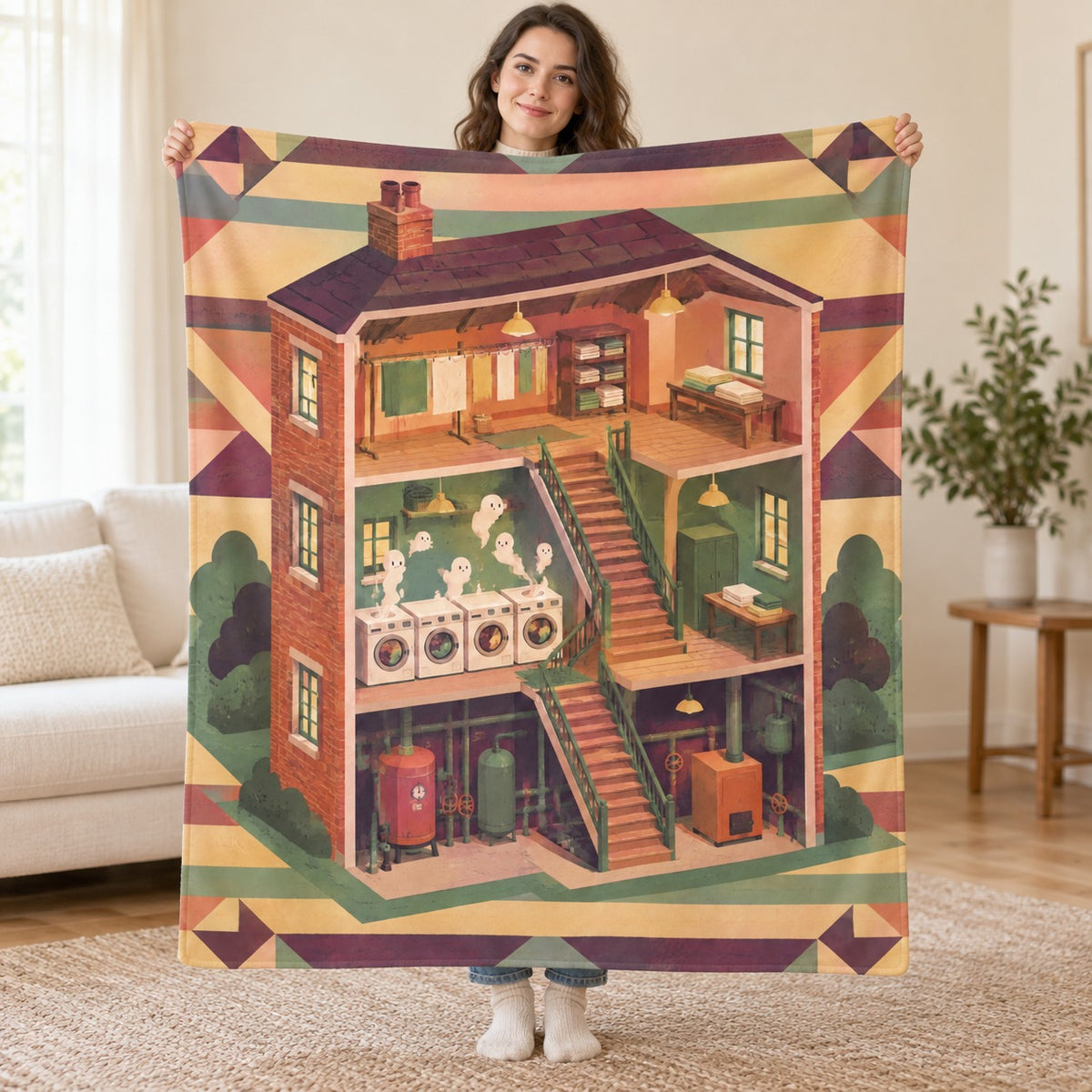 The Haunted Laundry blanket, held open