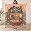 The Invisible Fire Station blanket, held open