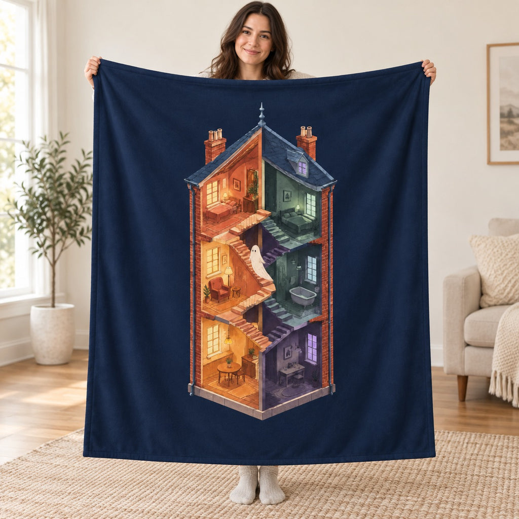 The House with Two Midnights blanket, held open