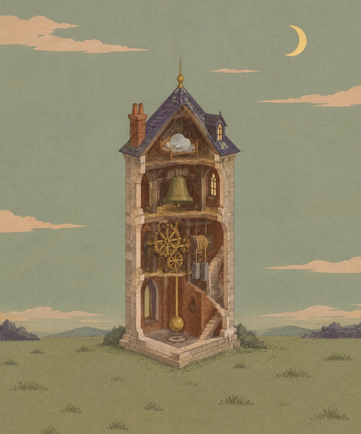 The Haunted Clock Tower blanket, full design