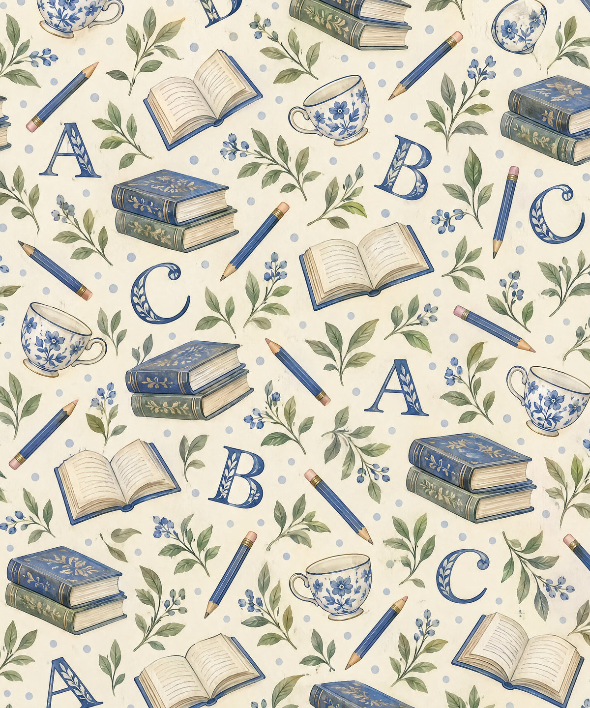 Blue Ink Alphabet blanket, full design