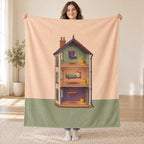 The Apartment of Floating Furniture blanket, held open
