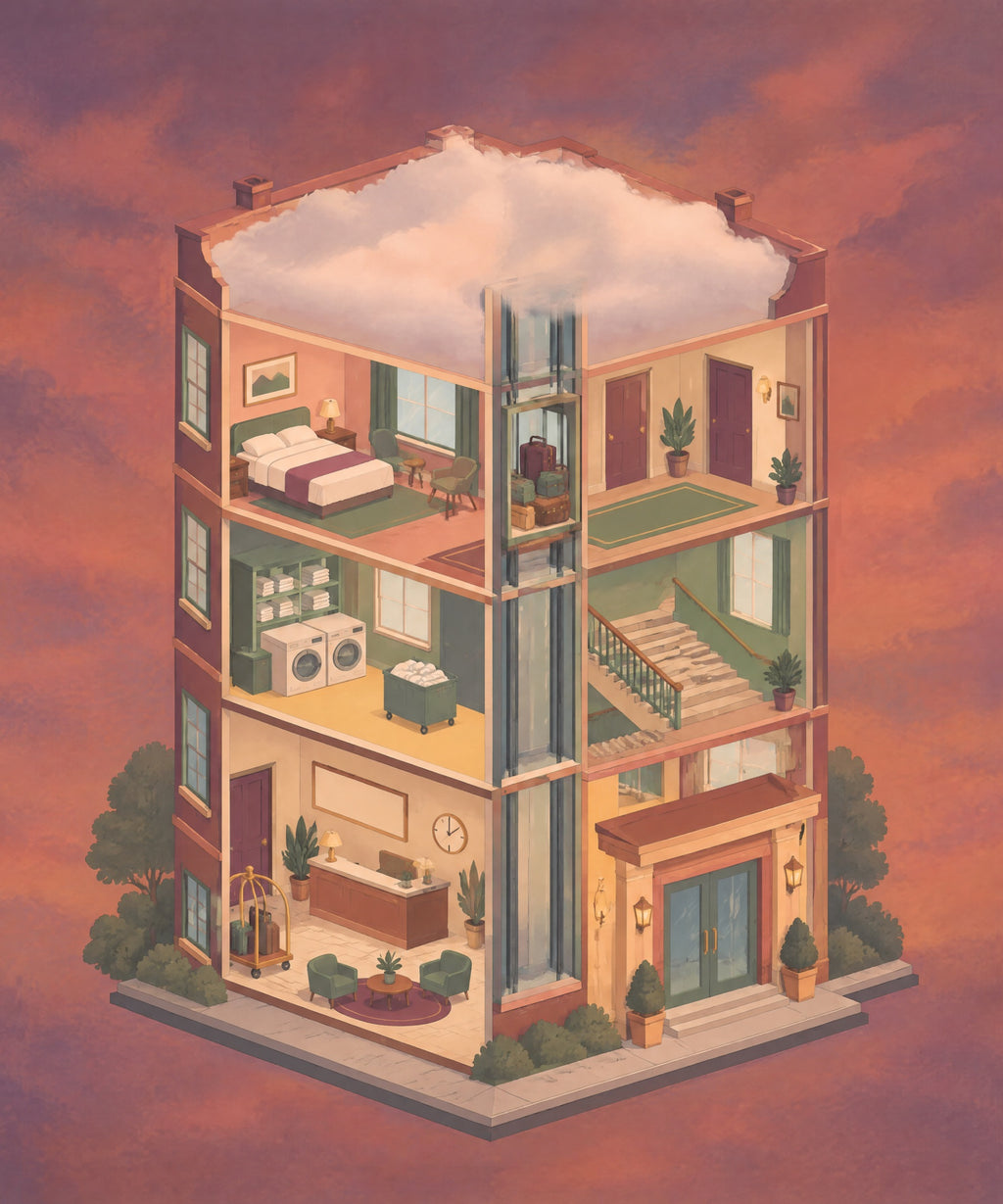 The Hotel of Missing Floors blanket, full design
