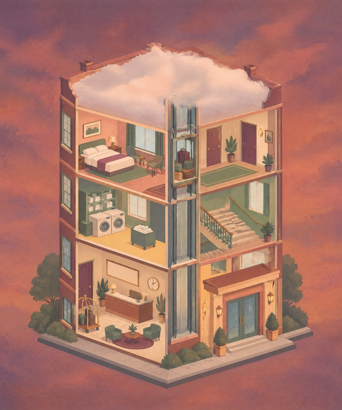 The Hotel of Missing Floors blanket, full design