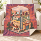 The Hotel of Missing Floors blanket, on a sofa