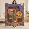 The House That Packs Itself blanket, held open
