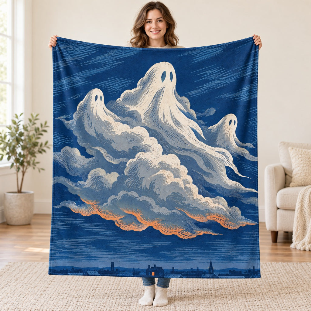 The Ghost Front blanket, held open