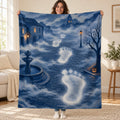 The Fog with Footsteps blanket, held open