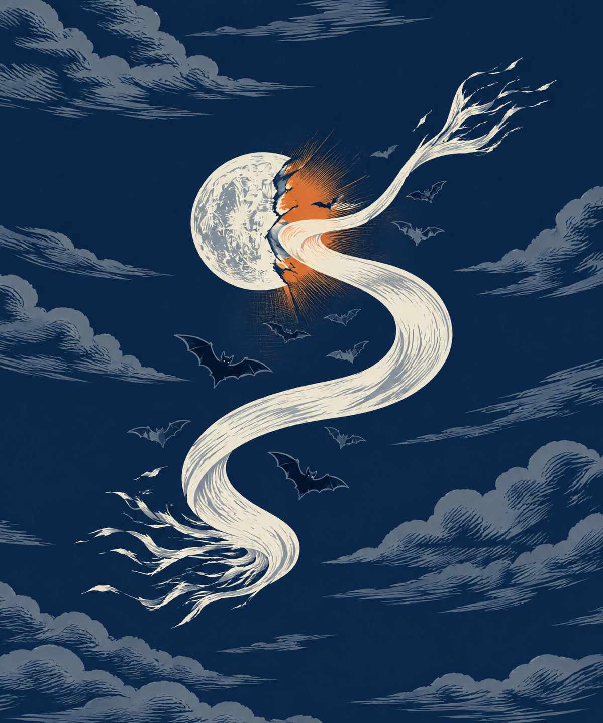 The Wind that Unrolls the Moon blanket, full design