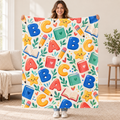 Happy Classroom ABC blanket, held open